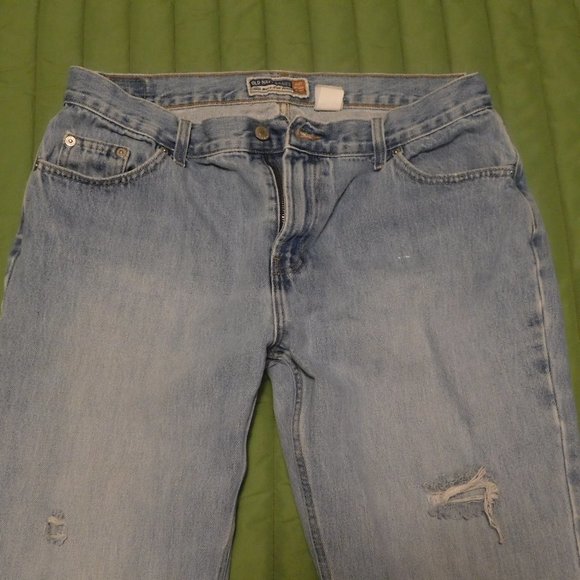 GOOD DISTRESS worn OLD NAVY faded frayed holes clean 16L - Picture 2 of 10